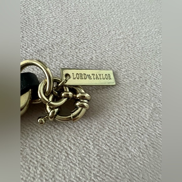 Lord & Taylor fashion necklace metal and leather. - Picture 3 of 3